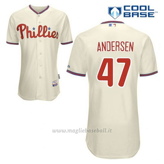 Maglia Baseball Uomo Philadelphia Phillies Larry Andersen 47 Crema Alterner Cool Base